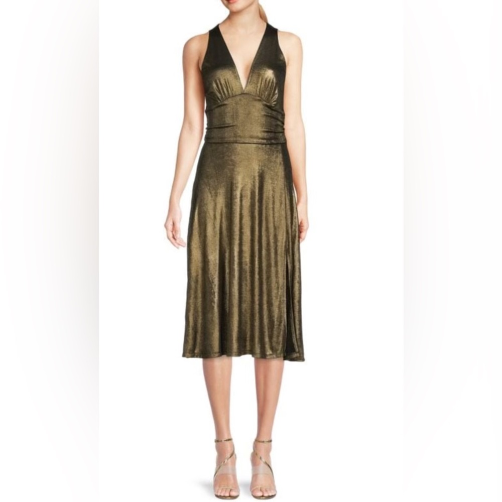 Renee C Metallic Midi A Line Dress